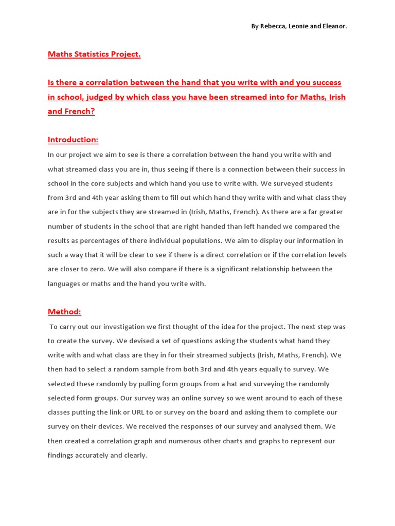 Maths Project 4th Year Statistics | PDF | Survey Methodology ...
