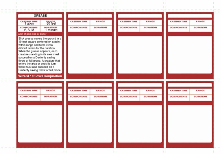 Dungeons and Dragons 5e Blank Spell Cards | PDF | Fantasy Games | Gaming