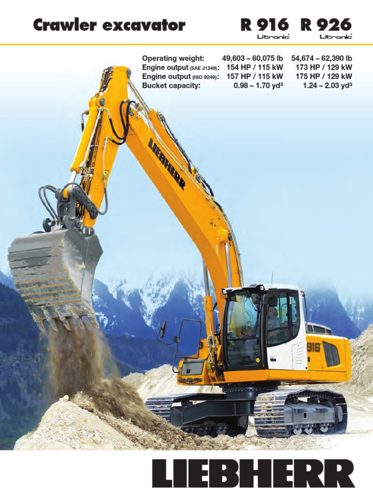 Liebherr R 916 & R 926 Excavators Overview | PDF | Transmission ...
