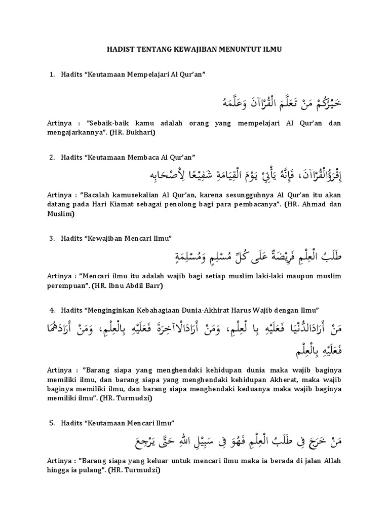 Hadist Tentang Kewajiban Menuntut Ilmu2 Docx