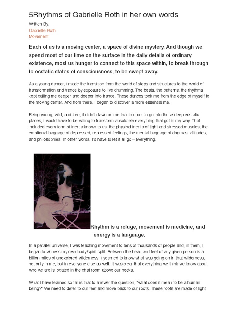 Exploring Gabrielle Roth's 5Rhythms | PDF | Psychological Concepts ...