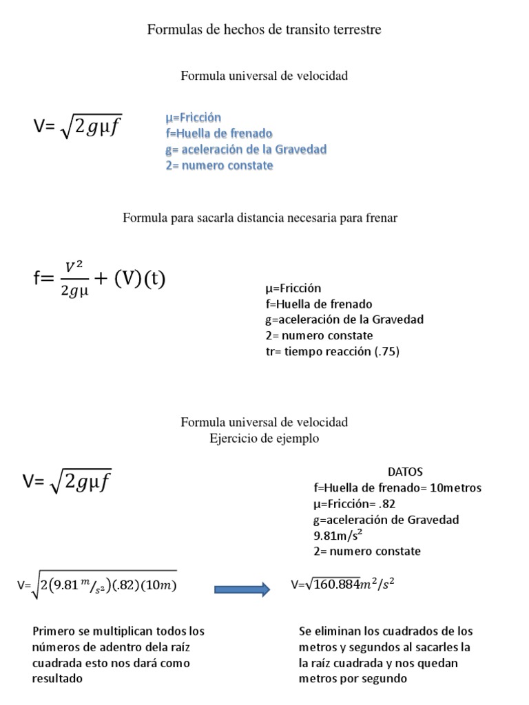 Formulas de Hechos de Transito Terrestre | PDF | Eje | Fracción
