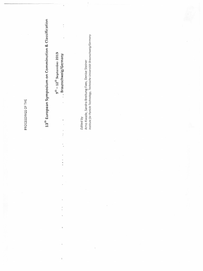 13th European Symposium On Comminution & Classification | PDF