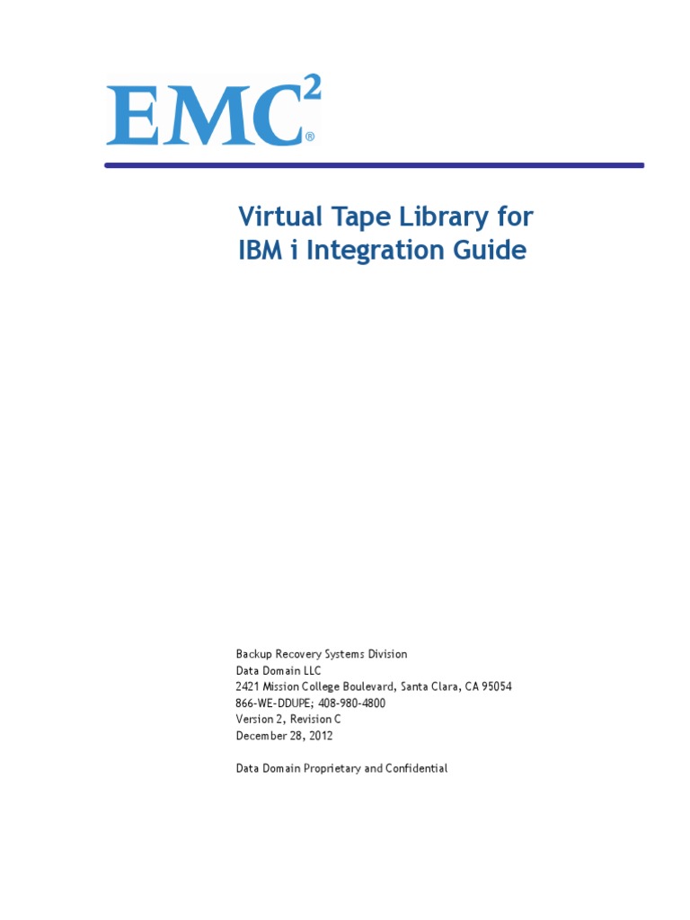 Virtual Tape Library For IBM System I Integration Guide PDF Backup