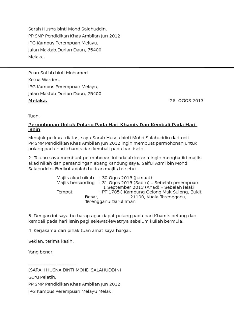 Format Surat Rasmi Pdf