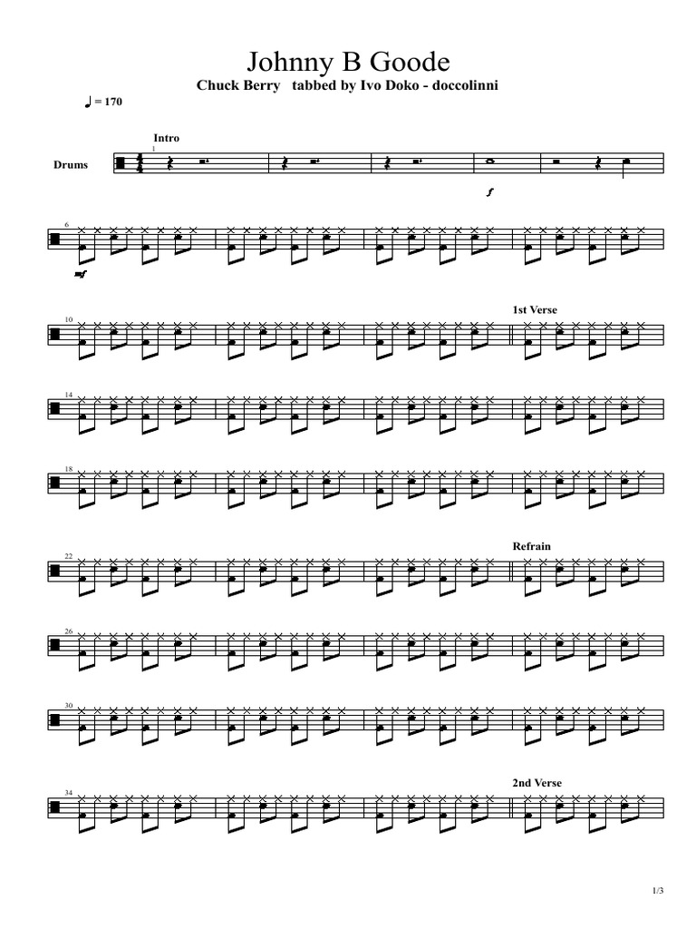 Johnny B Goode Tab and Notes | PDF