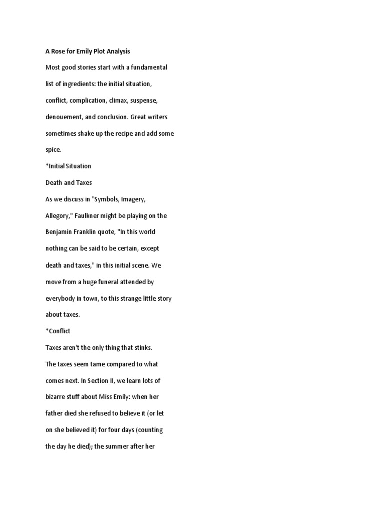 A Rose for Emily Analysis Fiction & Literature