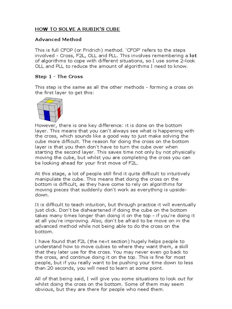 How To Solve Rubiks Cube Advanced PDF | PDF | Logic Puzzles | Cognitive ...
