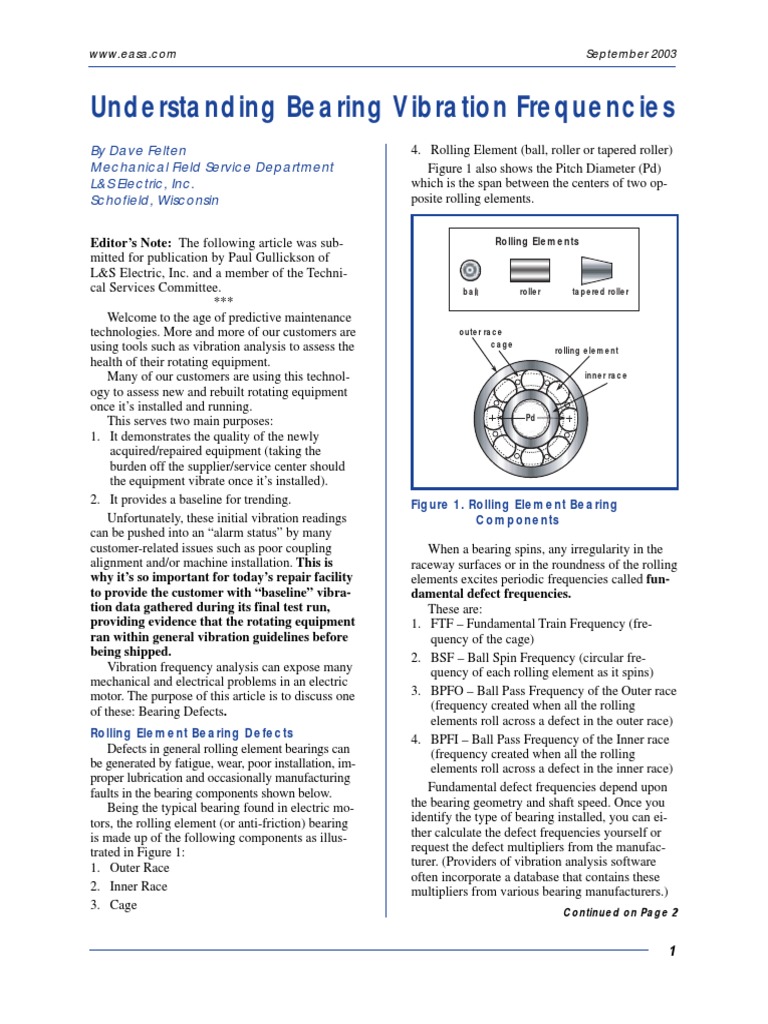 Understanding Bearing Vibration Frequencies Bearing (Mechanical