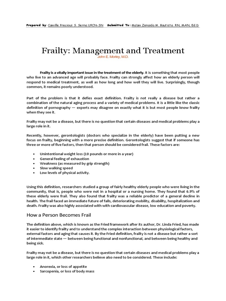Understanding Frailty in the Elderly | PDF | Lifestyle