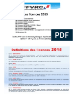 Tarifs Licences FFVRC 2015