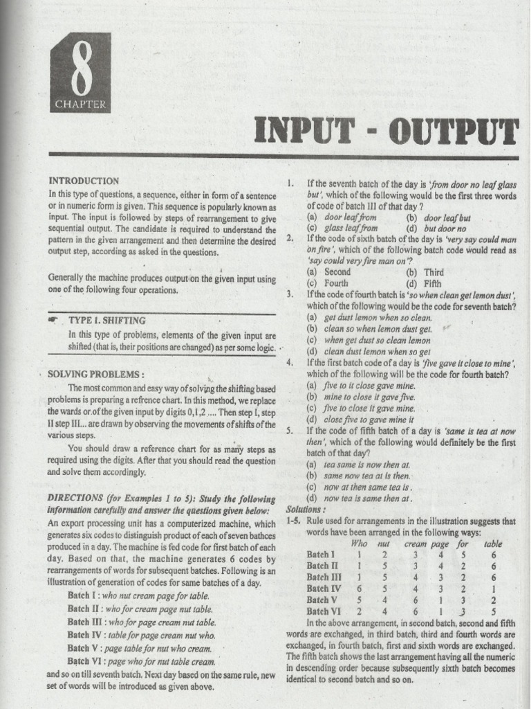 Input Output Logical Reasoning Handout Cetking | PDF