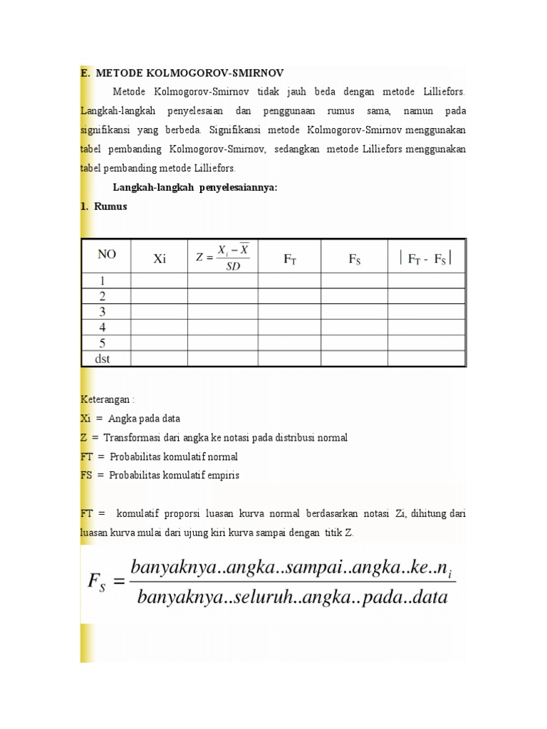 Metode Uji Kolmogorov Smirnov