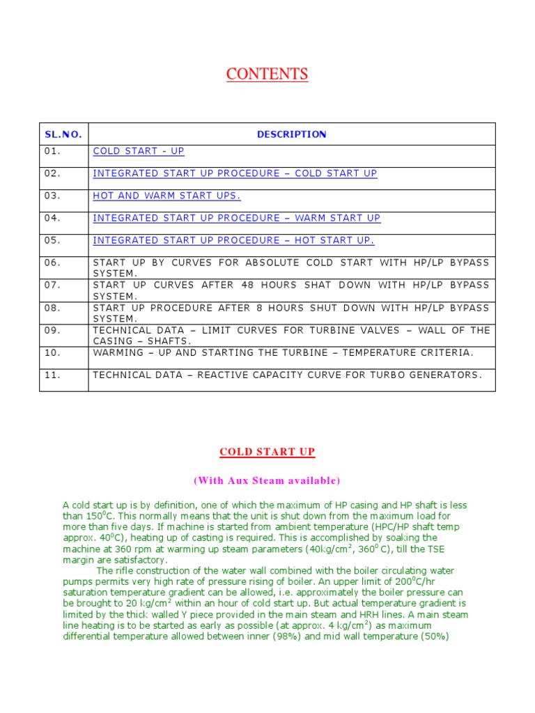 500 MW Unit Startup Procedure Boiler Steam