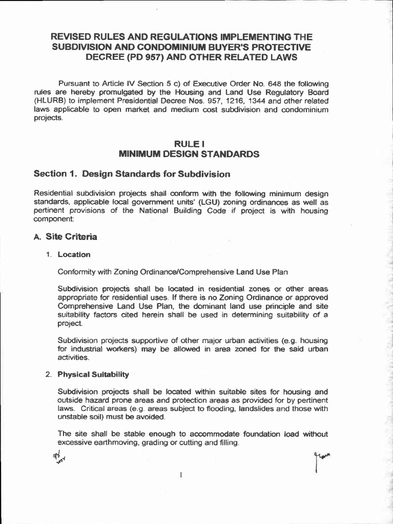 Revised Subdivision Regulations PD 957 | PDF | Urban Planning | Road ...