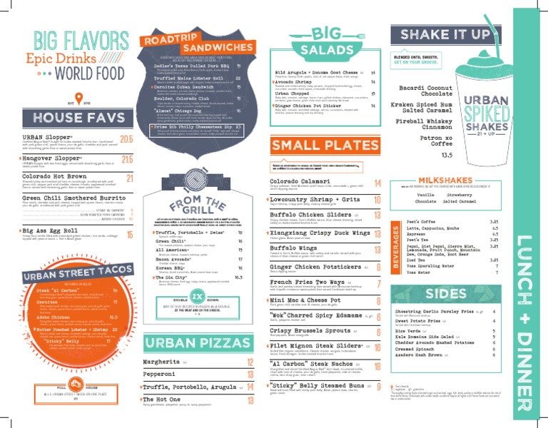 Tom's Urban Lunch and Dinner Menu French Fries Salad