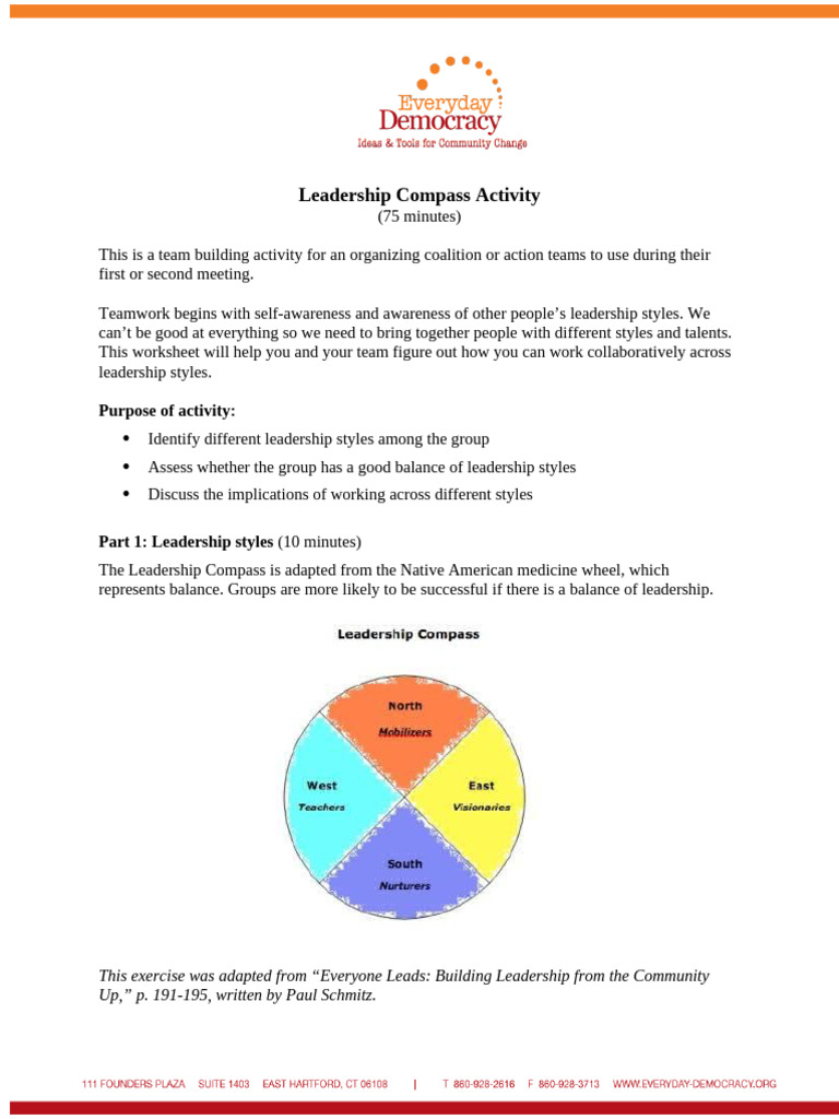 Leadership Compass Team Building Activity – SUGUH