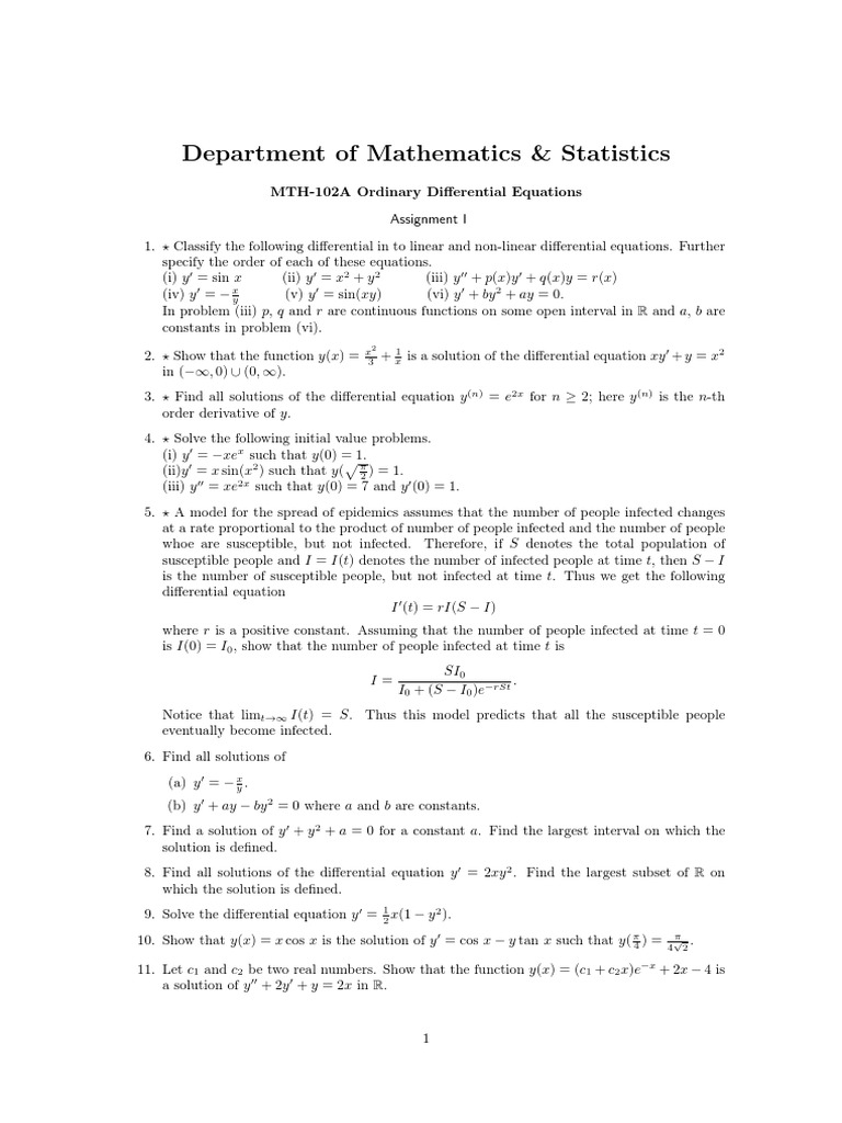 Department of Mathematics & Statistics | PDF