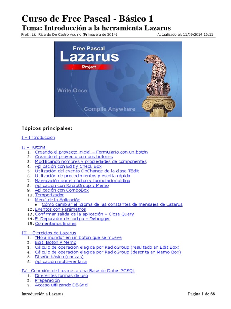 Curso Basico Lazarus FPC | PDF | Point and Click | Entorno de ...