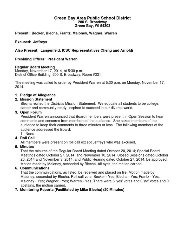 11 17 14 GBAPS School Board Minutes PDF Test (Assessment