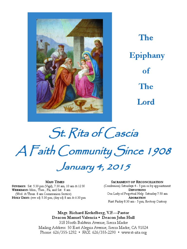 Saint Rita Parish Bulletin 1/4/2015 PDF Biblical Magi Eucharist