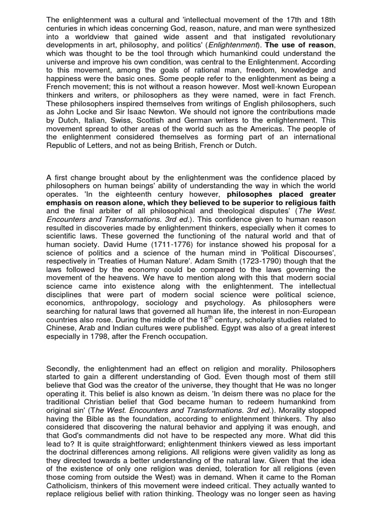 Overview of Enlightenment Ideas and Impact | PDF | Age Of Enlightenment ...