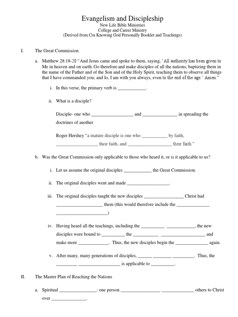 Evangelism and Discipleship | PDF | Disciple (Christianity) | Great ...