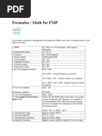 PMP Formulas List