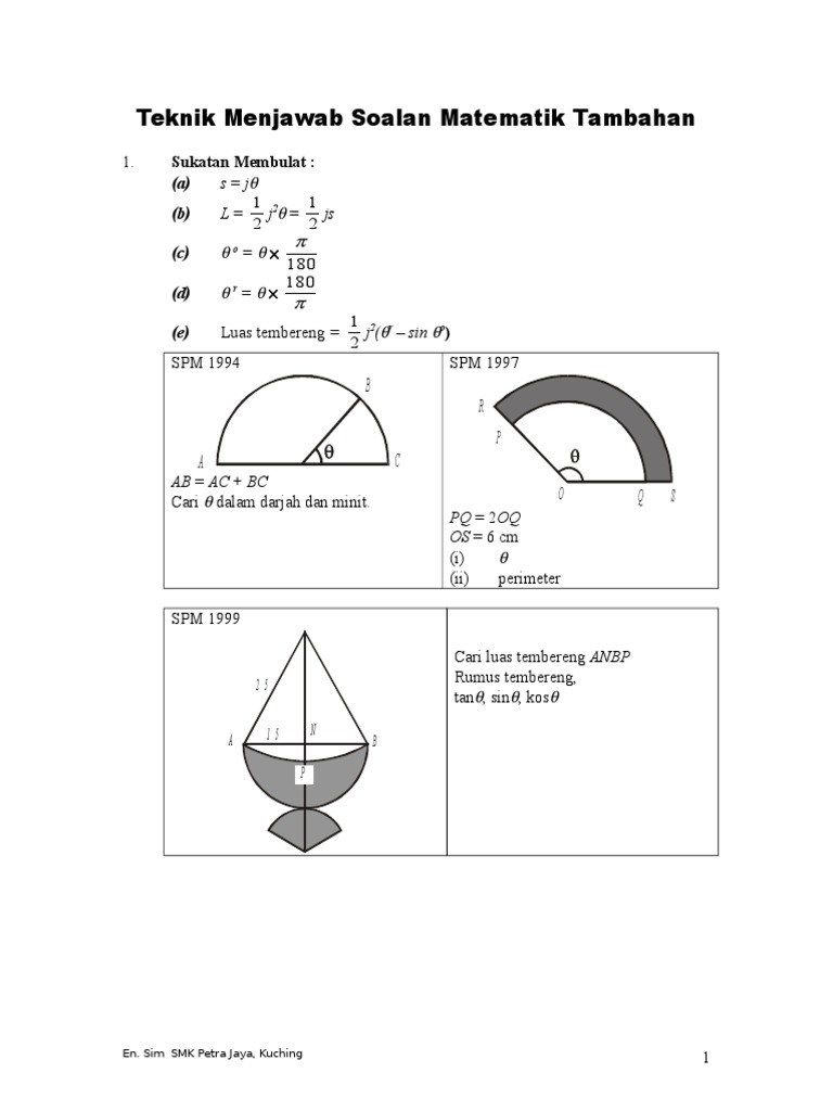 Teknik Menjawab Soalan Matematik Tambahan Student Copy Pdf