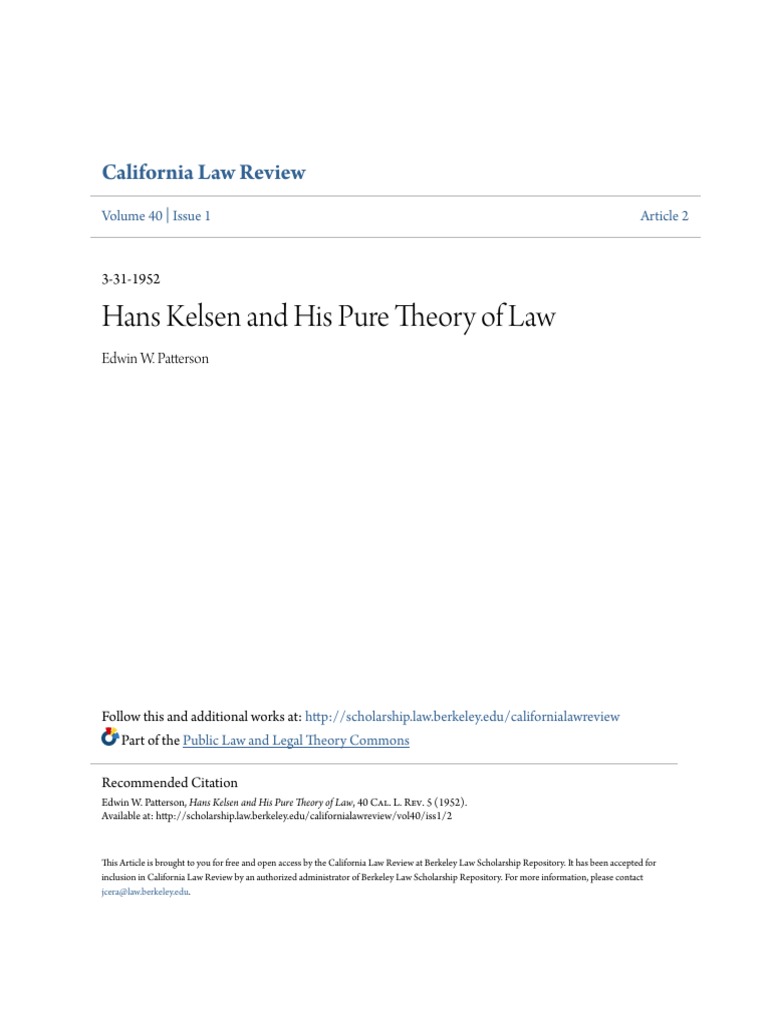 Hans Kelsen And His Pure Theory Of Law Jurisprudence Axiom