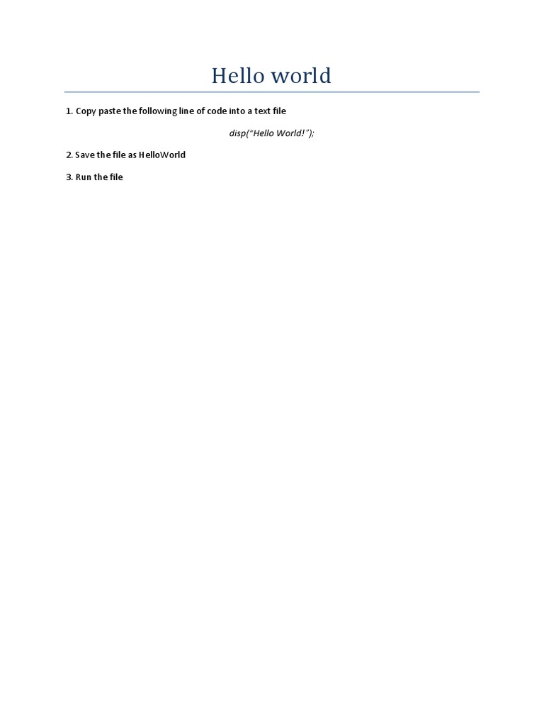 Hello World Code Instructions | PDF | Games & Activities