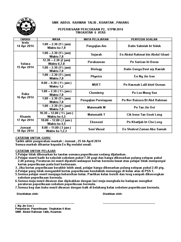 2014 Peperiksaan Percubaan P2 Enam Atas Pdf
