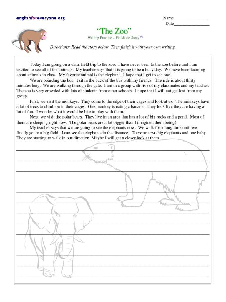 Zoo Adventure: Finish the Story | PDF | Language Arts & Discipline ...