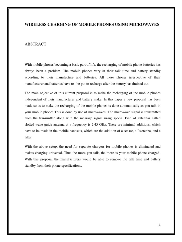 Microwave Wireless Charging for Phones | PDF | Electromagnetic ...