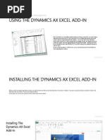 Using the dynamics ax excel add in 
