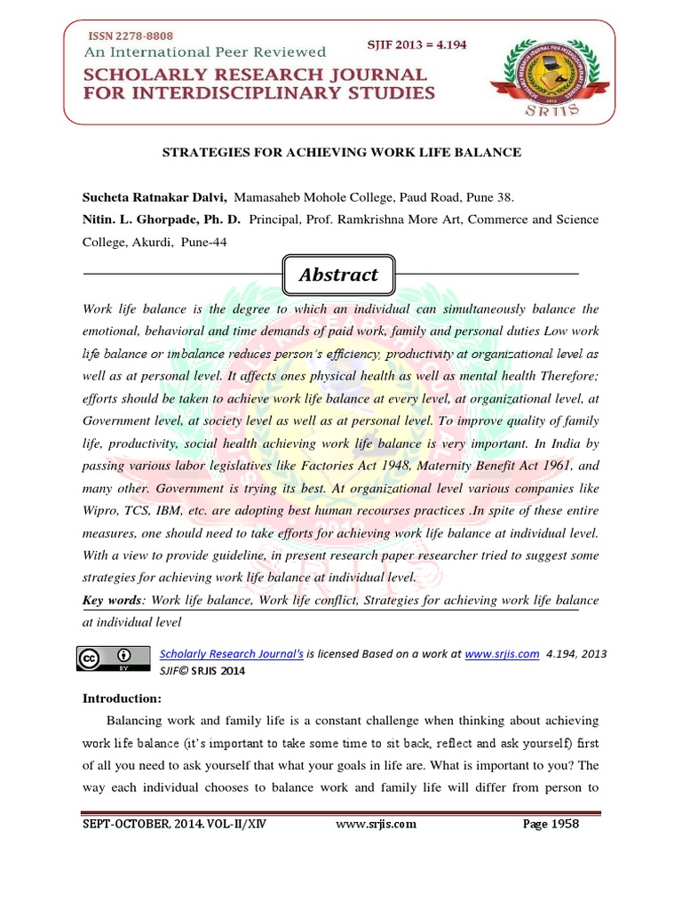 Strategies For Achieving Work Life Balance | PDF | Work–Life Balance ...
