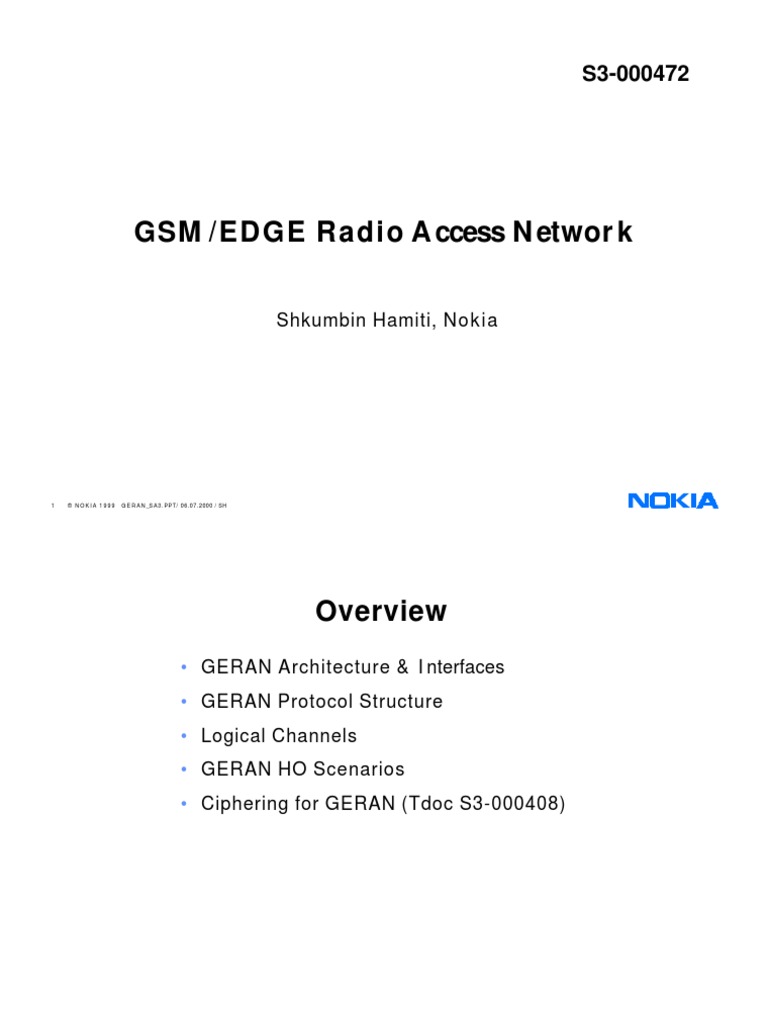 GSMEDGE Radio Access NetworkArchitecture and Overview PDF