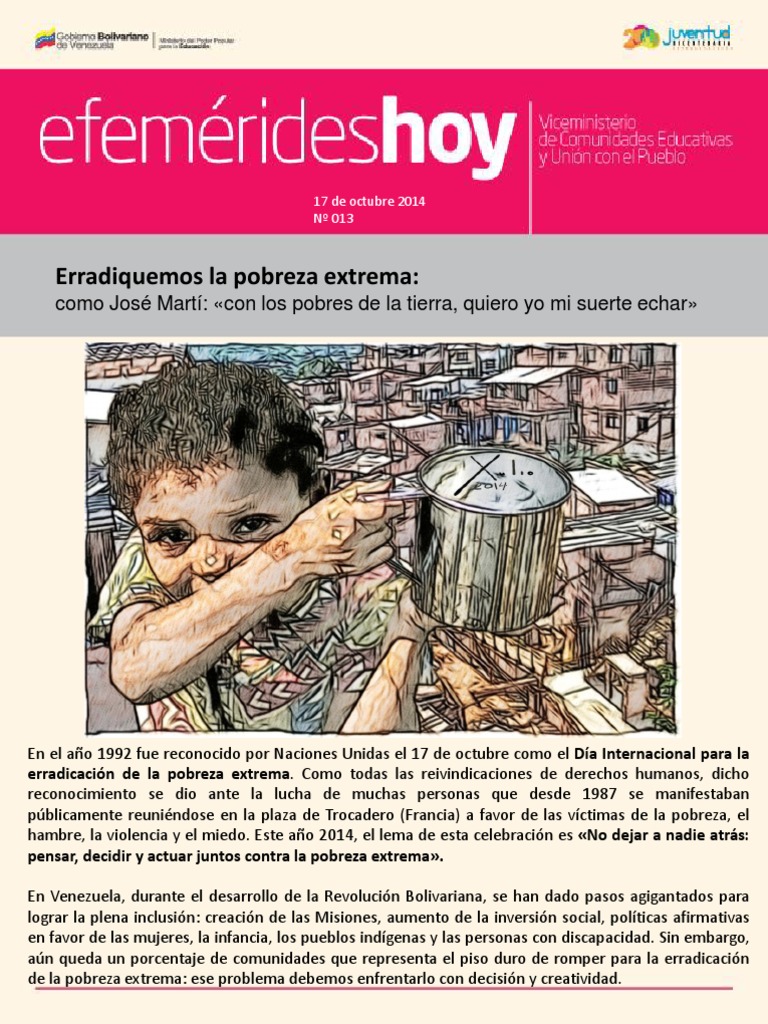 013 Día Internacional de La Erradicación de La Pobreza Extrema | PDF ...