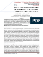 Design and Analysis of Miniaturized Compact Microstrip Patch Antenna On A Double Negative Metamaterial