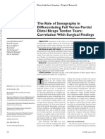 The Role of Sonography in Differentiating Full Versus Partial Distal Biceps Tendon Tears Correlation With Surgical Findings