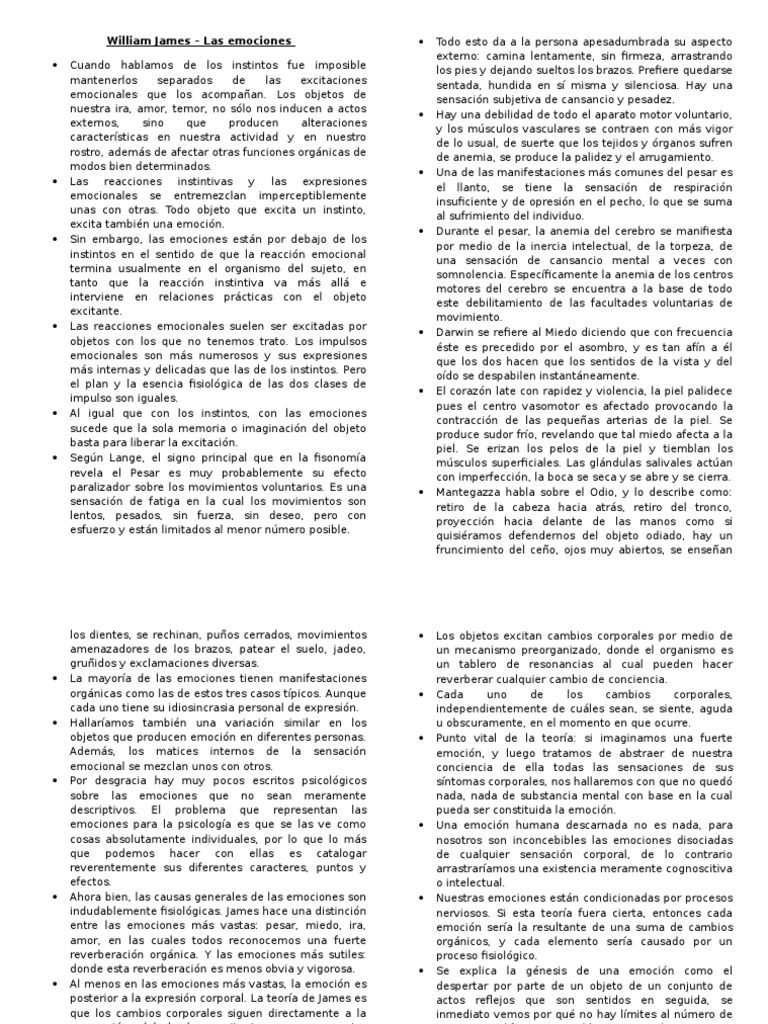 Las Emociones - William James | PDF | Las emociones | Cerebro