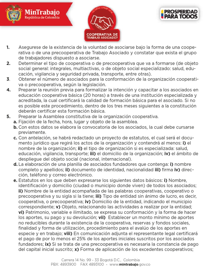 Guía para Crear una Cooperativa en Colombia | PDF | Cooperativa ...