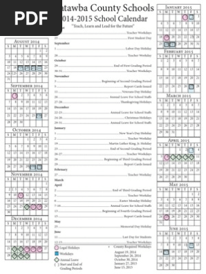 Catawba County Schools 2014-2015 Calendar | PDF