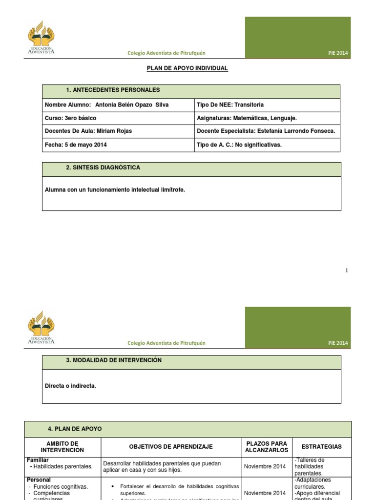 Plan De Apoyo Pt Oposiciones