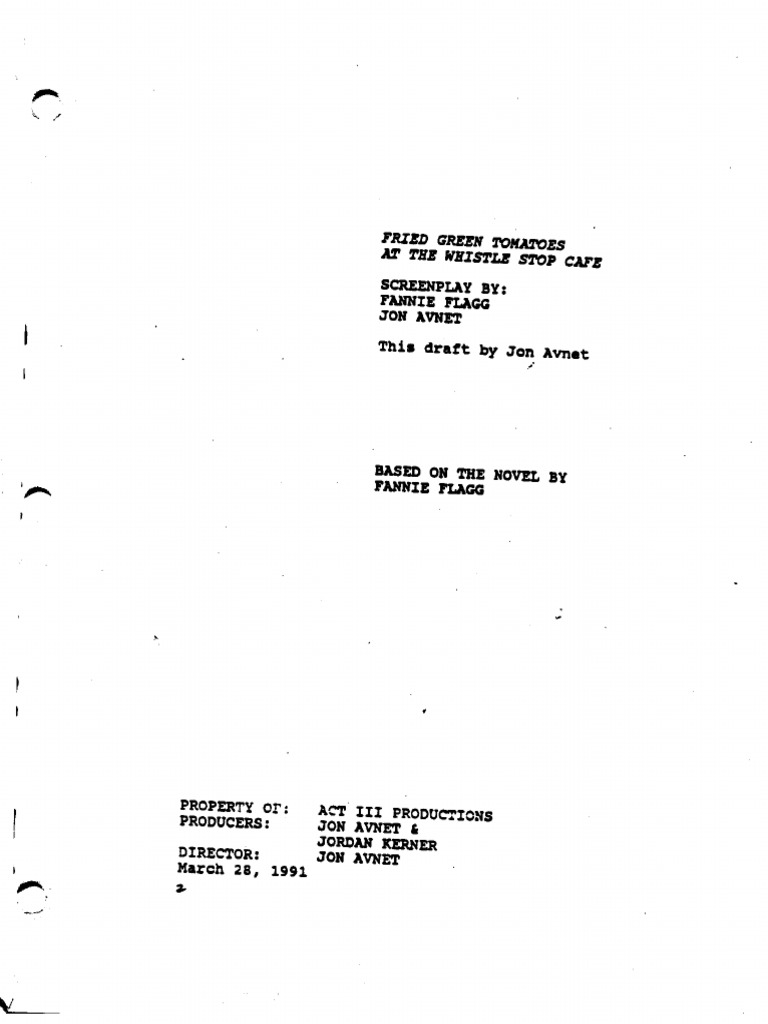 Screenplay Fried Green Tomatoes | PDF