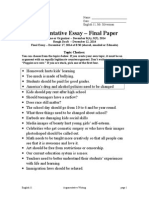 Eng 11 - Argumentative Essay - Final - Semester 1 - 2014