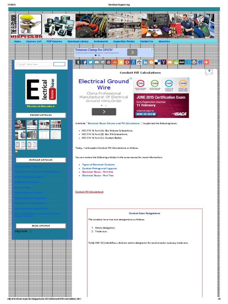Conduit Fill Calculation PDF PDF Electrical Conductor Cable