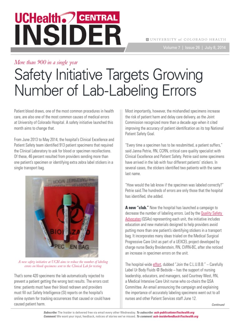insider lab labeling errors Patient Safety Patient