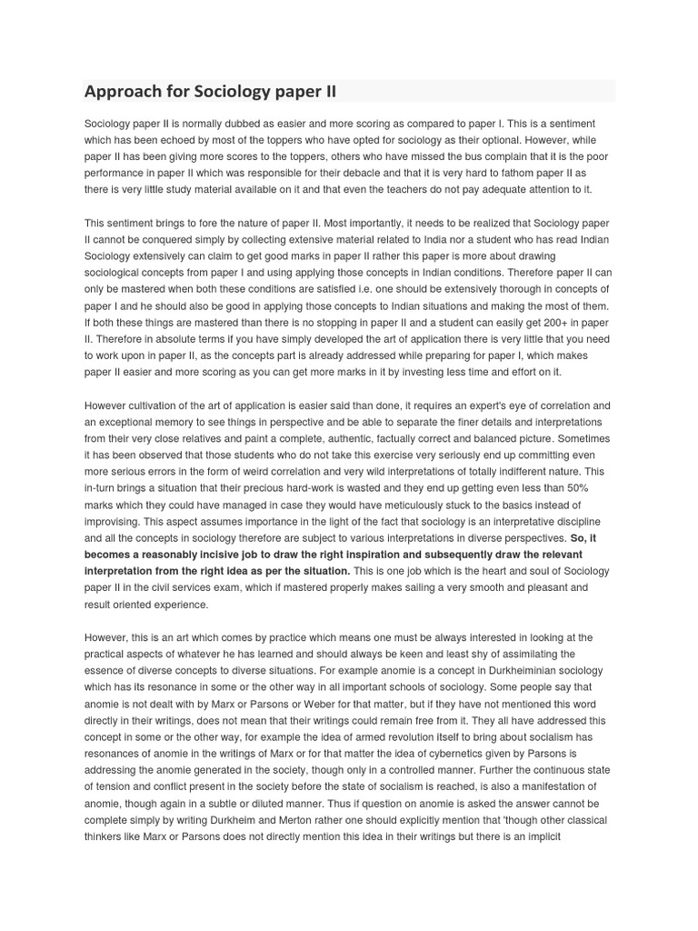 Sociological Approach To Sociology Essay