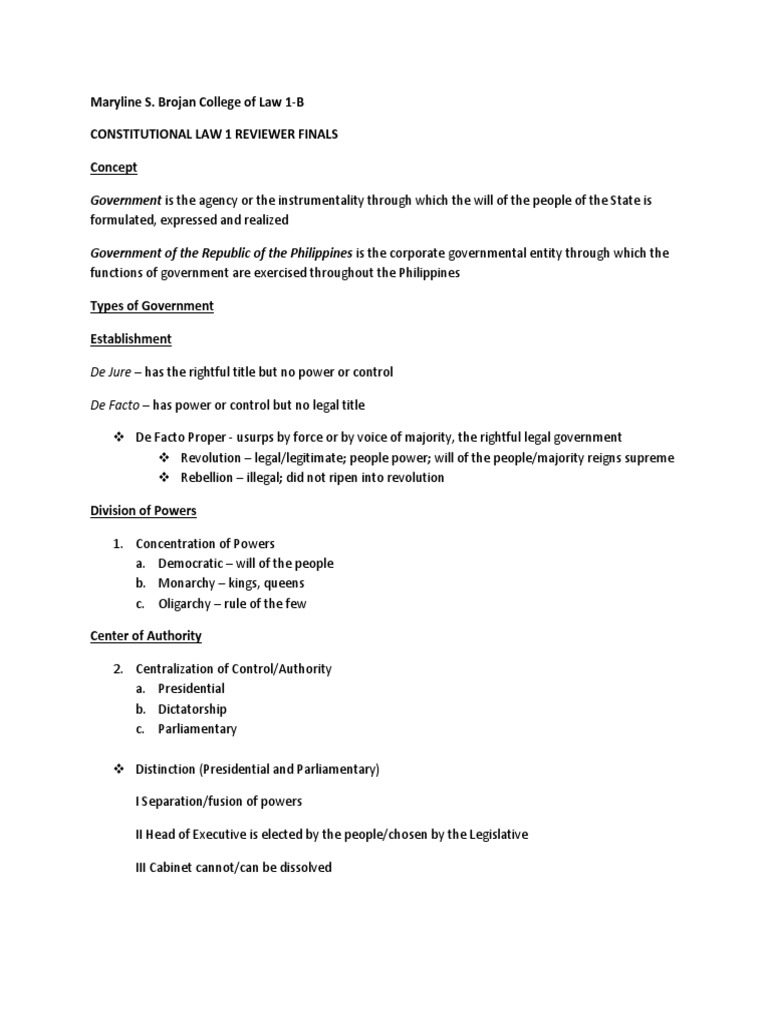 Constitutional Law 1 Reviewer Finals Back Up File | PDF | Pardon ...